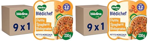 Blédichef repas bébé 12 mois : lot de 18 assiettes spaghetti bolognaise