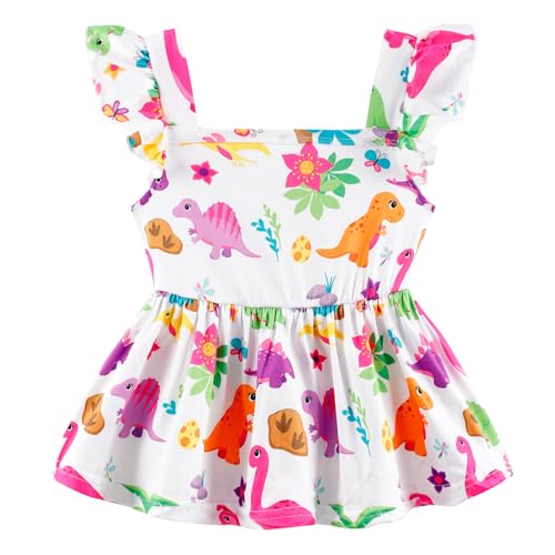 Image of Girls 2 Piece Outfits Toddler Girls Shorts Sets Dinosaur Sleeveless Summer Clothes