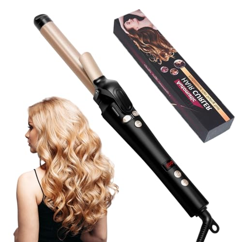 Automatic 360° Rotating Hair Curler with LCD Display, 25MM Titanium Curling Wand with Adjustable Heat Settings (100-220℃) for Long, Medium, and Short Hair, Rotating Curling Iron