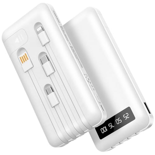Powerbank 26800mAh mit 4 integrierten Kabel, 22.5W Power Bank USB C Schnellladefunktion mit LED Display & Halterung, Externe Handyakkus für iPhone 16/15/14/13/12/11 iPad Samsung Galaxy Weiß Powerbank 26800mAh mit 4 integrierten Kabel, 22.5W Power Bank USB C Schnellladefunktion mit LED Display & Halterung, Externe Handyakkus für iPhone 16/15/14/13/12/11 iPad Samsung Galaxy Weiß