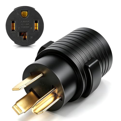 Dryer Adapter Compatible with NEMA 10-30P to 14-30R 3 Prong to 4 Prong Dryer Adapter Convert 10-30P Plug to 14-30R Receptacle, 220V 30 Amp 4P Newer Dryer to 3P Older House Adapter