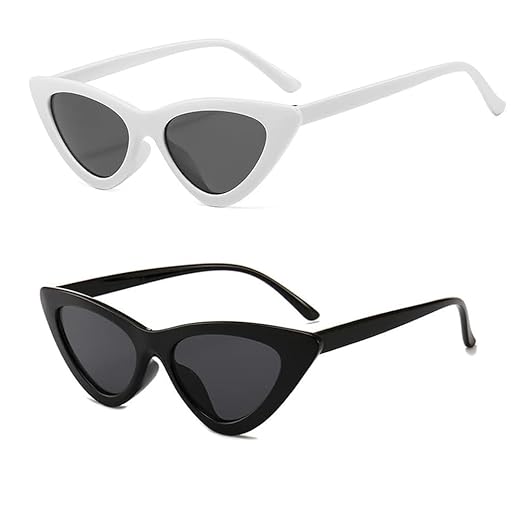 OZPYKAE Women Cat Eye Sunglasses,Retro Narrow Cateye Frame Sunglasses Trendy Sun Glasses