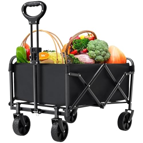 IWNG Carrito Plegable con Ruedas Giratorias y Puerta Lateral - Portátil para Carga Extra Larga hasta 150 Kg, Plegado Fácil por Mujeres Adultas, Transporte de Mercancías, Niños...