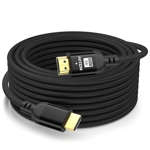 Diyanisly Long 4K Hdmi Cable 100FT High Speed HDMI 2.0 Cable Support 4K@60Hz 3D ARC Ethernet Audio Video Return HDMI Cord for Xbox PS4/PS5 Roku TV UHD TV Monitor Laptop PC (Braided Black)