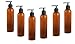 8 Oz Plastic PET Bullet Bottle (AMBER) with Lotion Pump Dispenser (Set of 6)