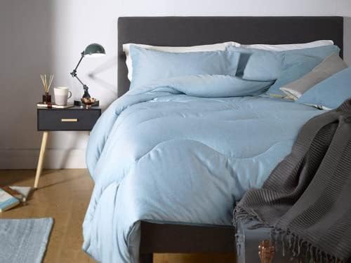 Night Owl - Coverless Duvet - 10.5 Tog - Double - Herringbone Collection - Soft Touch Luxury Bedding - Machine Washable - Hypoallergenic - Fjord Blue