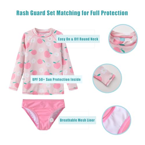 Image of Girls 3 Piece Swimsuits Set Long Sleeve Rash Guard for Girls Tankini Bathing Suits Beach Swimwear 3-16 Years