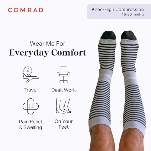 Comrad CloudCotton Knee High Socks - 15-20mmHg Graduated Compression Socks - Combed Cotton Support Socks2