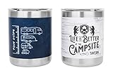 Camco Life is Better at the Campsite Lowball Whiskey Tumblers | Stylish and Insulated Drinkware for Favorite Whiskey or Bourbon | 2-Pack (53328)
