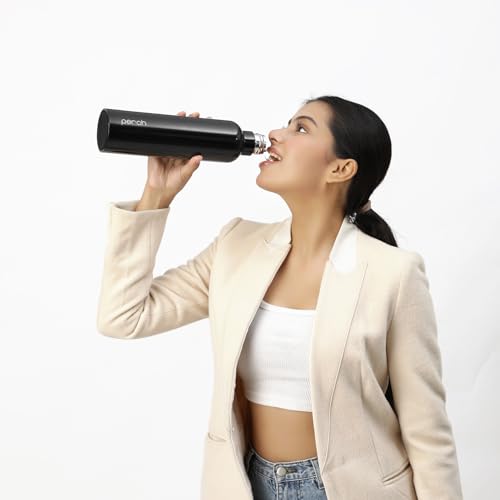 Image of Perch Oasis Pro Insulated Steel Water Bottle | ISI Certified Hot & Cold Flask - 760ml | BPA-Free, Leakproof, Travel-Friendly Bottle for Office, Gym & Home (Knight Black)