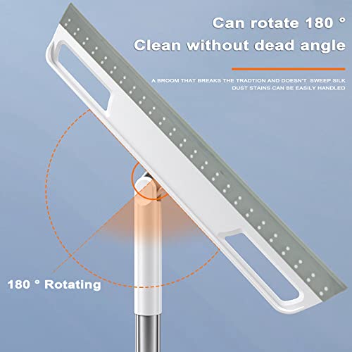 Floor Squeegee Multifunction Magic Broom, 4-in-1 Easily Dry The Floor Surface and Remove Dirt and Hair, pet Hair Remover, Liquid, Glass Wiper, Sweeper Broom for Living Room, Kitchen, Bathroom（Gray）