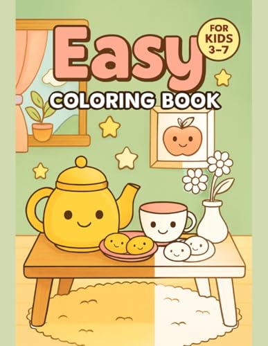 Easy Cozy Corner Coloring Book for Kids Ages 3-7 – Fun Relaxing Illustrations – 110 Pages: features bold lines, simple shapes, and single-sided pages to prevent bleed-through—perfect for creative fun