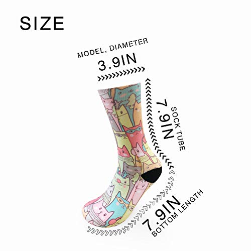 Ulquieor Women's Color Cartoon Cat Cotton Moisture Wicking Extra Heavy Cushion Novelty Sport/Hiking/Working Crew Socks #TOP1