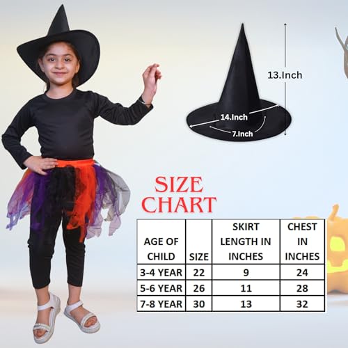 Image of Kaku Fancy Dresses Holloween Skirt Cap Set For Girl|Skirt Cap Set For Annual Function /Holloween Party /Competition - Girl, 3-4 Years