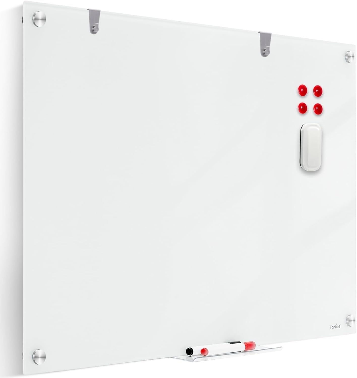 Glass Magnetic Dry Erase Whiteboard - TANKEE 36" x 24" Tempered Glass White Board, Large Modern Dry Erase Board for Wall, Office, Home, Shop Decoration, 3' x 2'