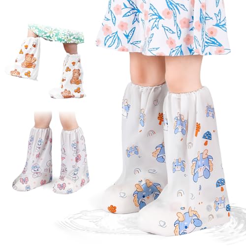 Image of PALAY Rain Shoes Cover for Boys Girls, 3 Pairs Cartoon Printed Shoe Cover | Knee-Length, Waterproof Protection for School and Outdoor, Wear-Resistant, Secure Elastic Fit, Easy Clean Care