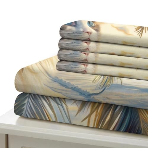 Parure de lit chat aux yeux bleus 140x200 microfibre