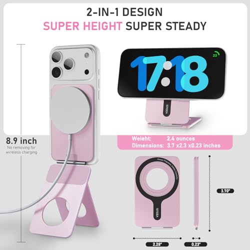 Trípode para teléfono magnético plegable rosa que elimina las caídas de tu smartphone 2