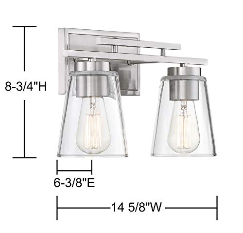 Savoy House 8-1020-2-Sn Calhoun 2-Light Bathroom Vanity Light In A Satin Nickel Finish With Clear Glass (15" W X 9" H) #TOP5