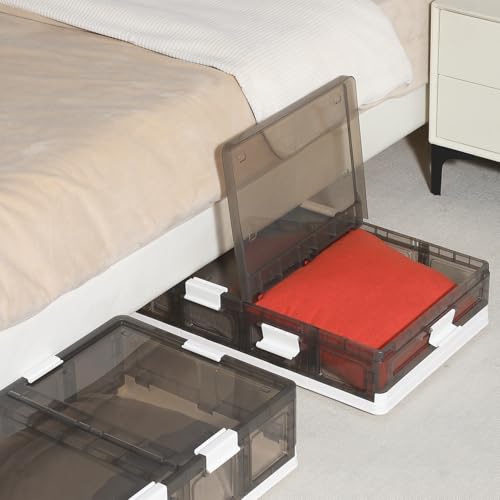 Conteneur de rangement sous le lit à roulettes plastique pliable 38.9L - 7