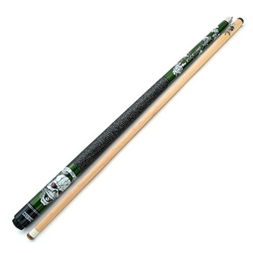 CUESOUL 58 inch 21oz 1/2 Maple Pool Cue Stick Kit- Rock The World Stylish Pattern Cue Design in Green Paint