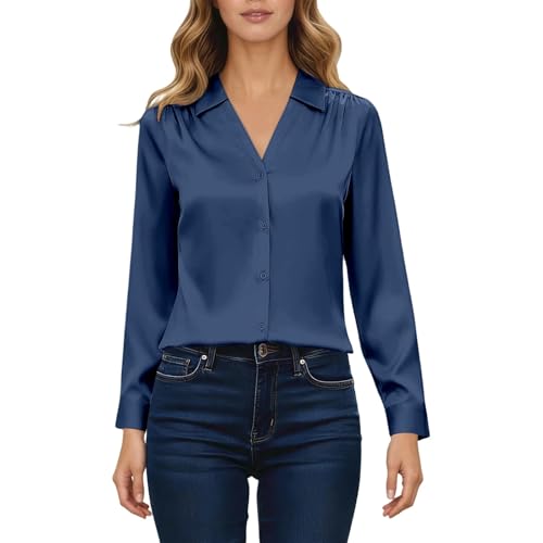 Blouse de travail manches longues en satin pour mariage et tenues chic