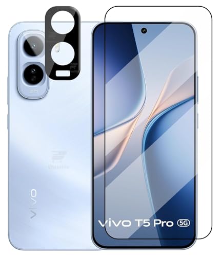 Image of [1+1 Tempered Glass for Vivo T5 Pro 5G with Camera Glass Protector Edges to Edge Screen Guard Protector 9H Hardness - (Pack of 2)