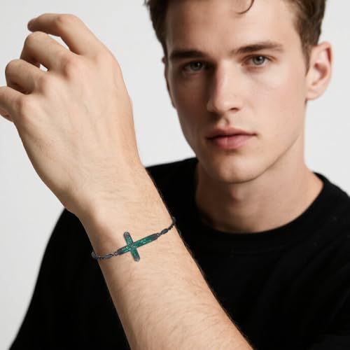 Cross Bracelet for Men 925 Sterling Silver Adjustable Religious Link Bracelet Christian Jewelry Baptism Gift for Women3