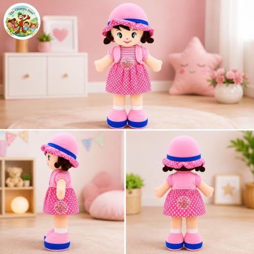 Image of Chi-Chimpu Toyss Soft Curly Doll 30cm (Pink) | Ultra Soft Plush Baby Doll for Girls | Cute Stuffed Doll Toy | Washable & Skin-Friendly | Birthday Gift, Nursery & Kids Room Decor |