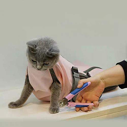 Cinf Cat Pet Supply Grooming Bag Restraint Bag Cats Nail Clipping Cleaning Grooming Bag,No Scratching Biting Restraint for Bathing Nail Trimming Injecting Examining,(Pink,M)