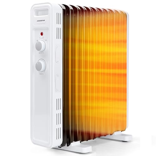 Aigostar Radiateur à bain d'huile 11 éléments. 2300 W, 3 niveaux de puissance et thermostat réglable. Protection contre la surchauffe et les basculements. Économie d’énergie. 20m2. Luke