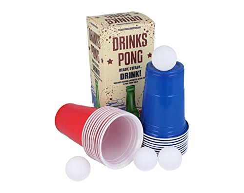 HENBRANDT Beer Pong Game Set with 24 Blue & Red Plastic Cups