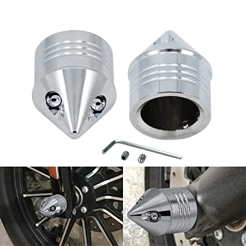 HDBUBALUS Motorrad Vorderachse Mutter Abdeckung Achsenkappen Set Fit für Harley Sportster XL 1200 Dyna Softail Fat Boy Touring Street Road Electra Tri Glide 2 Stück Chrom