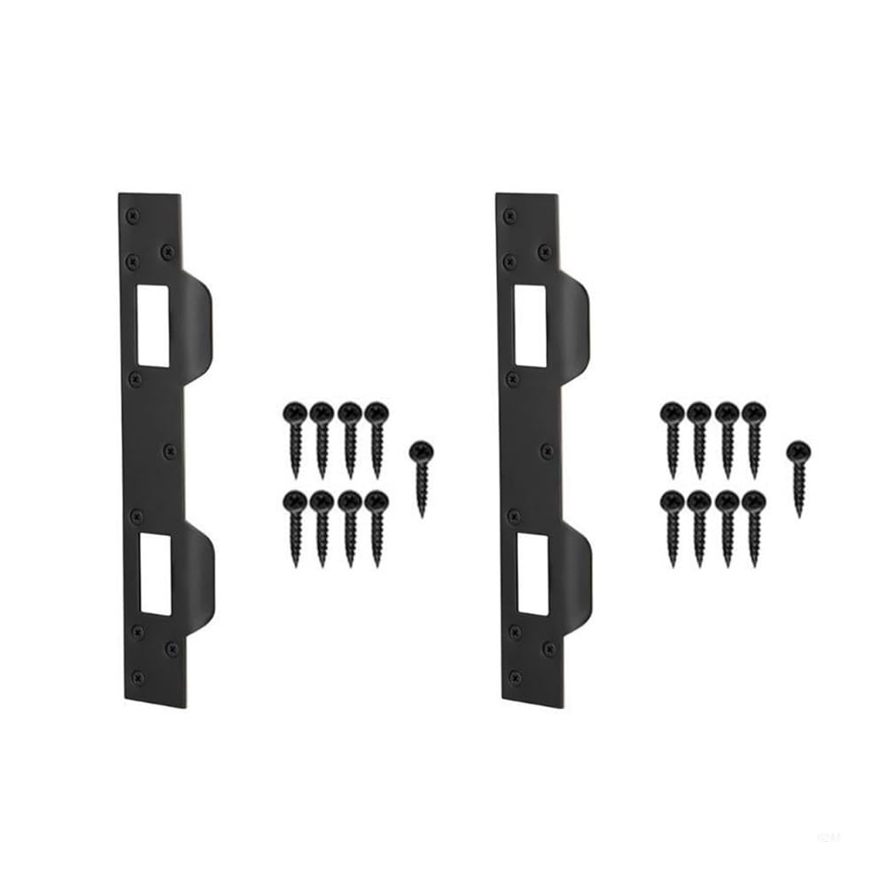 Gentryroo Black Durable Stainless Steel Door Lock Reinforcement Plate, Hardware Repair Patch