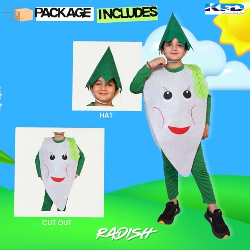 Image of Kaku Fancy Dresses Fruit and Vegetable Costume Paper Cutout with Cap For Kids | Healthy Food Costume For Boys & Girls (Tracksuit Not Included)