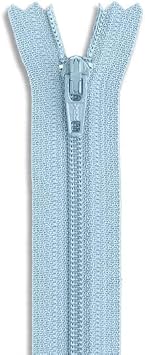 24" Light Blue Nylon Coil Non-Separating Closed-End Zipper for Pants, Skirts, Dresses, Handbags, and Upholstery-Pack of 1Pcs