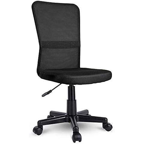 TRESKO Office Chair Swivel Desk, 7 colours available, with nylon casters, continuously height-adjustable, upholstered seat, ergonomically designed, Gas lift SGS tested (Black) Cover