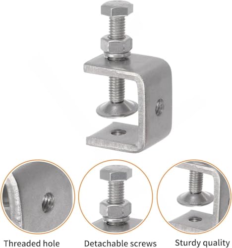 Image of Stainless Steel C Clamps, Mini Tiger Clamp Set for Mounting, Heavy Duty Metal U Clamps, Small Desk G-Clamp with 1.77 Inch Stable Wide Jaw Opening for Metal Working Woodworking Welding Building (4pcs)
