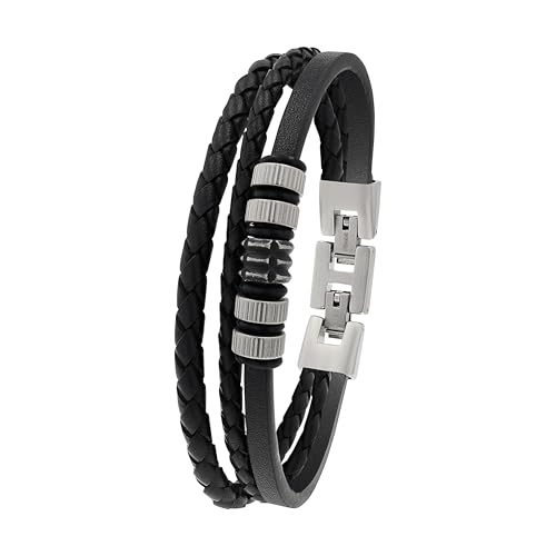 Tom Tailor Armband für Herren, Edelstahl und Leder und Kautschuk, 20,5+1,5 cm, Bicolor, Geschenkidee, Armschmuck, Herrenschmuck, 2100690