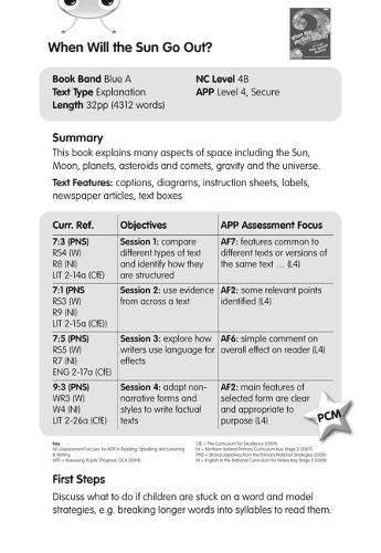 BC NF Blue (KS2) A/4B When Will the Sun Go Out? Guided Reading Card (BUG CLUB)