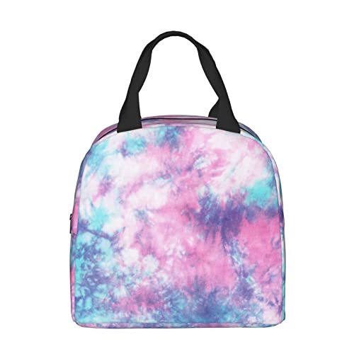 Prelerdiy Pastel Blue Pink Tie Dye Lunch Box Insulated Meal Bag Lunch Bag Reusable Snack Bag Food Container For Boys Girls Men Women School Work Travel Picnic #TOP7