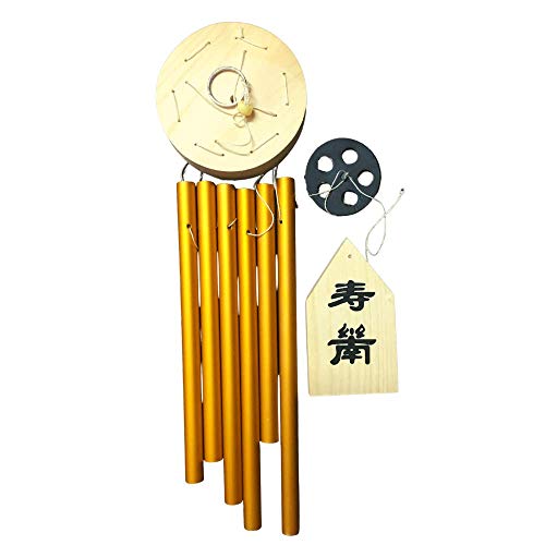 Image of GJ Feng Shui Wind Chimes for Home & Balcony | 6 Rod Golden Wind Chime for Positive Energy & Vastu | Wind Chimes for Living Room, Bedroom & Door | Home Decor Hanging with Pleasant Sound