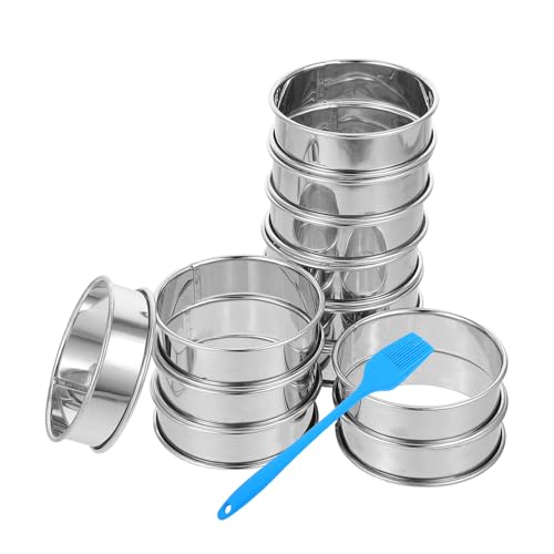 Unomor 13pcs Stainless Steel Mousse Ring Cake Non Stick Round Baking with Brush for Tarts Desserts Mousse Heat Easy Release for Home Baking