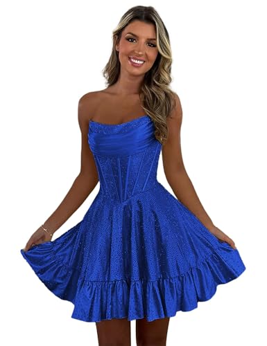 Sparkly Beaded Short Homecoming Dresses for Teens Corset Mini A Line Prom Party Gown A Line