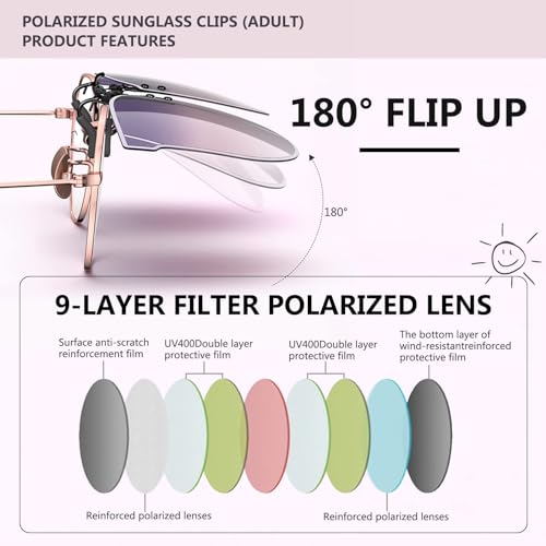Image of Flip-Up Clip-On Polarized Sunglasses, UV Protection
