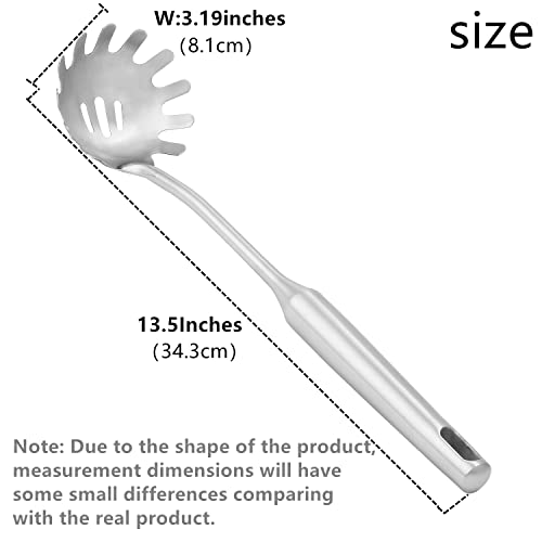 Pasta Server - Durable Food Grade 304 Stainless Steel Pasta Spoon Server,With Ergonomic Handle & Heat Resistant Design - Kitchen Spaghetti Server Fork For Noodles, Pasta, & More, 13.5 Inches #TOP1