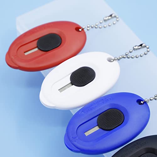 Cmhx 4 Pcs Mini Box Cutter Small Safety Retractable Utility Knife Blade Right Or Left Handed Finger Friendly Package Box Opener With Keychain Hole #TOP1