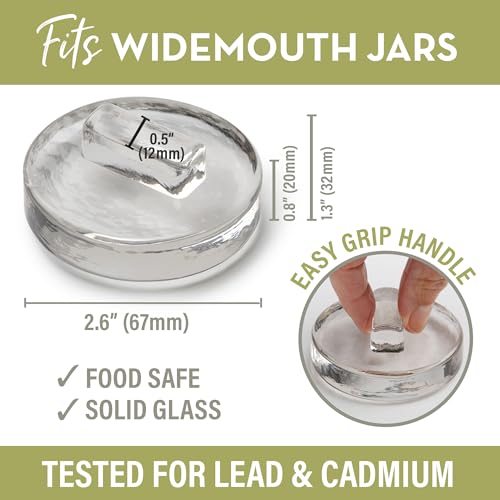 Image of Glass Fermentation Weights for Fermenting | Easy Lift Handles | Set of 4 Pickle Weights for Wide Mouth Jars