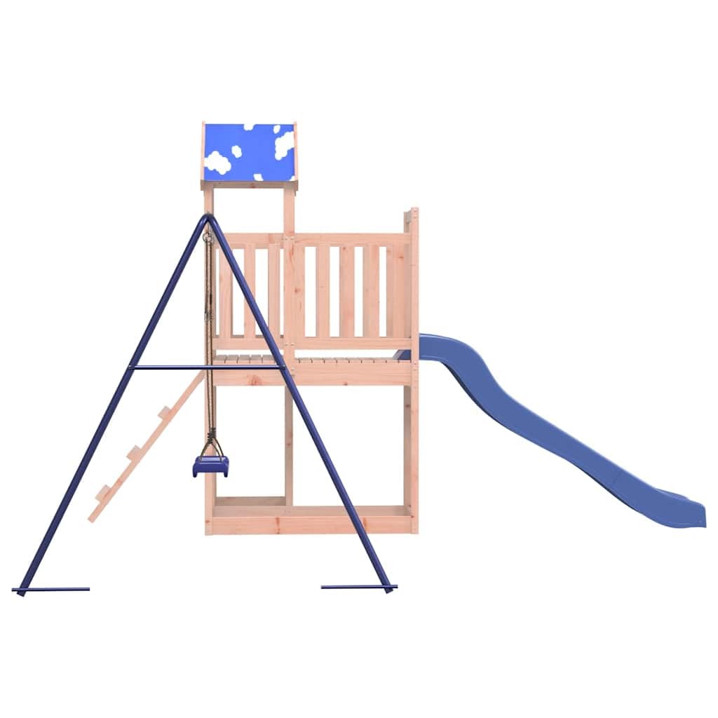 Spielturm Massivholz Douglasie mit Wellenrutsche und Schaukel, Gartenspielzeug Outdoor mit Sandkasten, Klettergerüst und Strickleiter für Kinder, Stabiler Spielplatz für Bewegung und Motorik