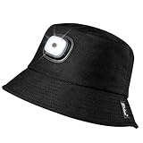Etsfmoa LED Bucket hat for Men and Women,Rechargeable Bucket Hat with Light,Outdoor Travel Sunscreen Cap Black